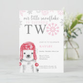 Winter Girl Polar Bear 2. Geburtstag Einladung (Stehend Vorderseite)