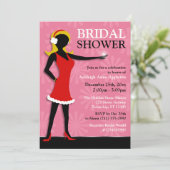 Winter Girl Red Dress Pink Brautparty Einladung (Stehend Vorderseite)