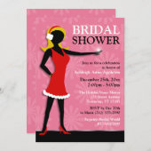 Winter Girl Red Dress Pink Brautparty Einladung (Vorne/Hinten)