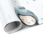Winter Girl Trees and Birds Geschenkpapier (Rolleneckpunkt)