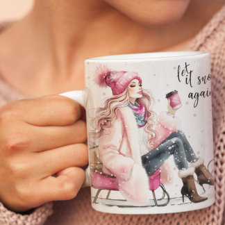 Winter Glam Pink Sled Ride Tasse