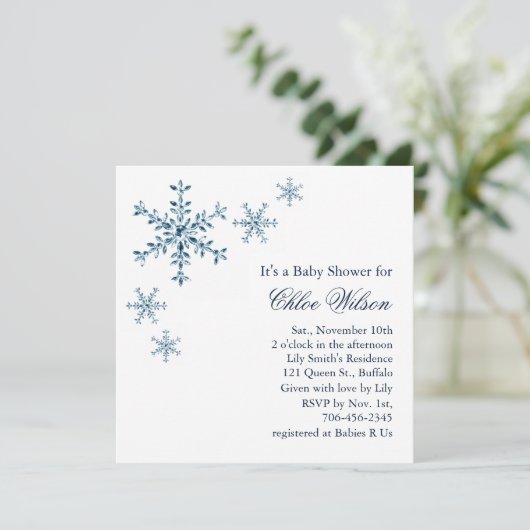 Winter Glamour Babydusche Einladung (Stehend Vorderseite)