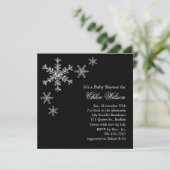 Winter Glamour Kinderdusche Einladung auf Black (Stehend Vorderseite)