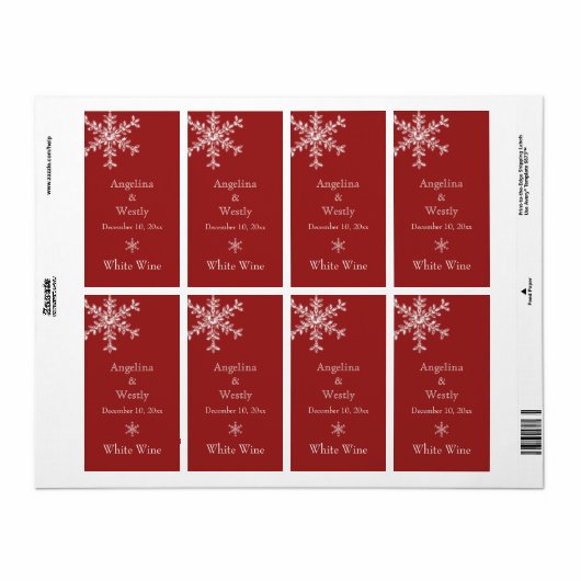 Winter Glamour Wedding Wine Label (rot) (Vorne)