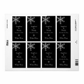 Winter Glamour Wedding Wine Label (schwarz) (Vorne)
