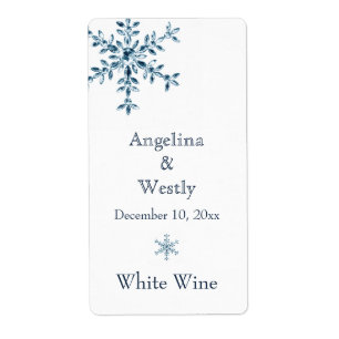 Winter Glamour Wedding Wine Label (weiß)