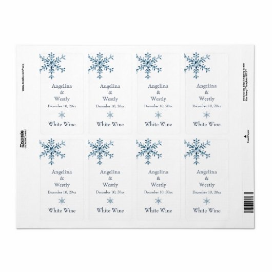 Winter Glamour Wedding Wine Label (weiß) (Vorne)