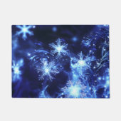 Winter Glanz Blaue Schneeflocken Fußmatte (Vorderseite)