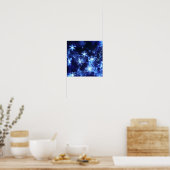 Winter Glanz Blaue Schneeflocken Poster (Küche)