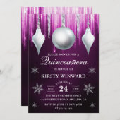 Winter Glass Baubles & Snowflakes Quinceanera Einladung (Vorne/Hinten)