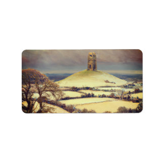 Winter Glastonbury Tor Adressaufkleber
