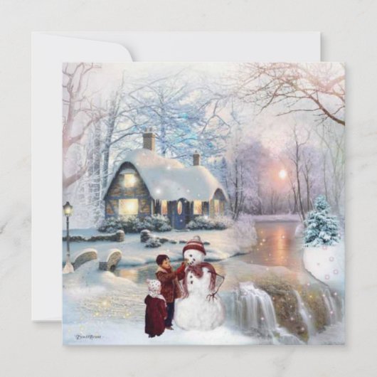 Winter Glisten Snowman Weihnachts-Flat Card (Vorderseite)