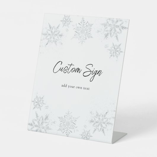 Winter Glittery Snowflake Custom Text Pedestal Sig Sockelschild (Vorderseite)