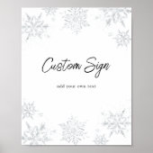 Winter Glittery Snowflake Custom Text Sign Poster (Vorne)