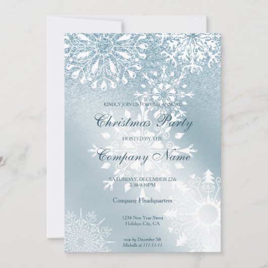 Winter Glitzer Schnee Weihnachten Party Einladung (Vorderseite)