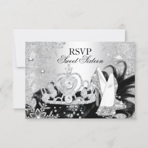 Winter Glitzer Schneeflocke Silber Sweet 16 RSVP Einladung