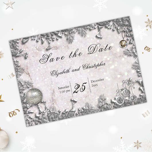 Winter Glitzer Weihnachten Magische Hochzeit Save The Date