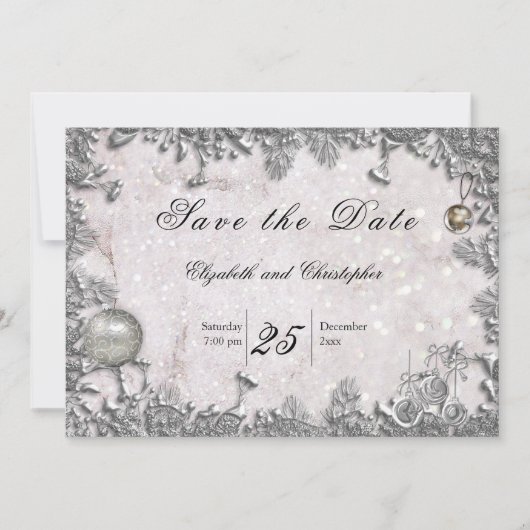 Winter Glitzer Weihnachten Magische Hochzeit Save The Date (Vorderseite)