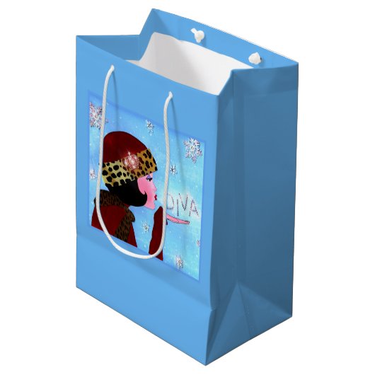 Winter Glitzern Diva Mittlere Geschenktüte (Vorderseite Schrägansicht)