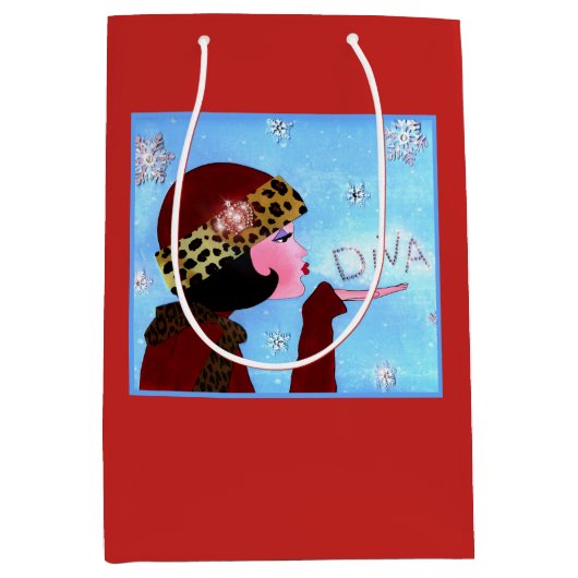 Winter Glitzern Diva Mittlere Geschenktüte (Vorderseite)