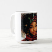 Winter Glow Afrocentric Queen – Holiday Art Kaffeetasse (Vorderseite Links)