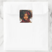 Winter Glow Afrocentric Queen – Holiday Art Quadratischer Aufkleber (Tasche)