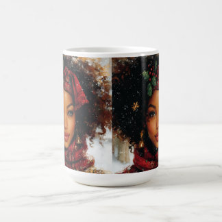 Winter Glow Afrozentrische Königin – Feiertagskuns Kaffeetasse