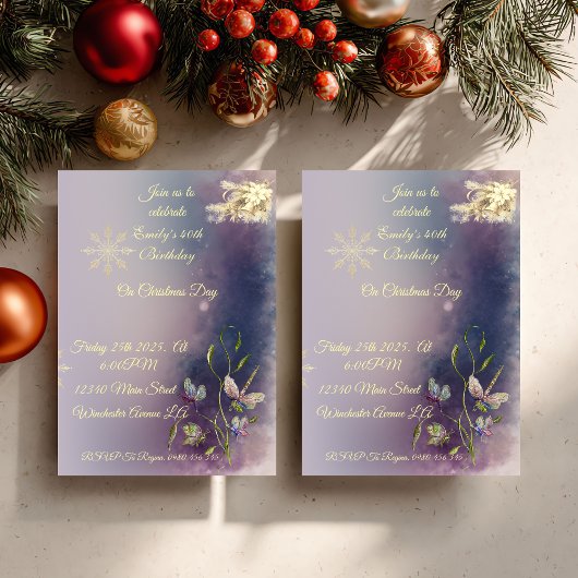 Winter Glow Birthday Flat Greeting Card Karte