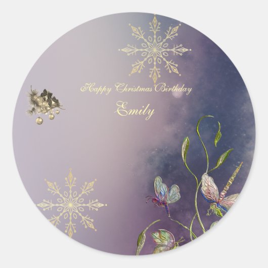 Winter Glow Birthday Round stickers  (Vorderseite)