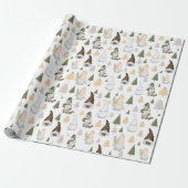 Winter-Gnome-Bäume Weißes Geschenkpapier (Ungerollt)