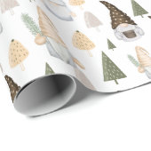 Winter-Gnome-Bäume Weißes Geschenkpapier (Rolleneckpunkt)