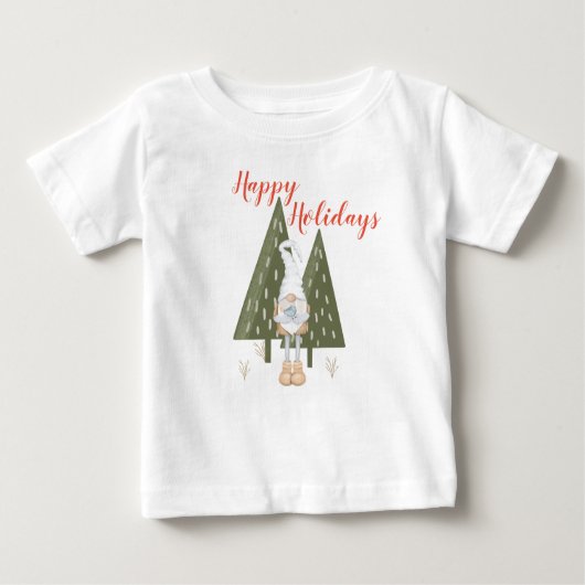 Winter Gnome Happy Holidays Matching Baby T-shirt (Vorderseite)