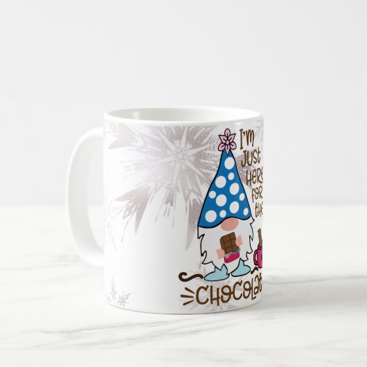 Winter Gnome Ich bin nur hier für die Schokolade Kaffeetasse (Vorderseite Links)