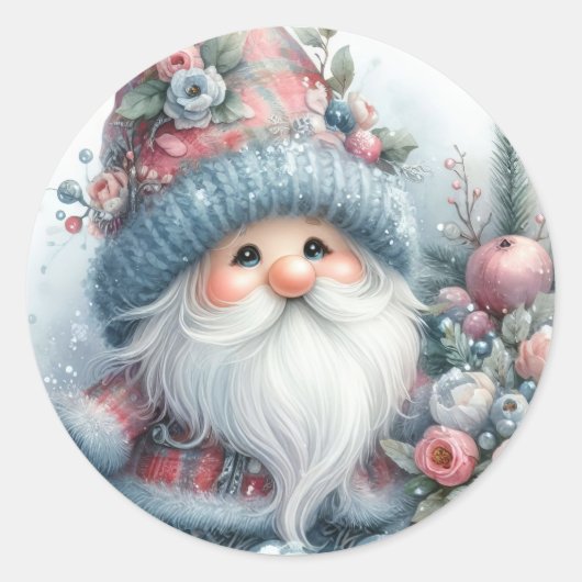 Winter Gnome Runder Aufkleber (Vorderseite)