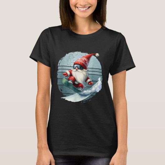 Winter Gnome Santa With Skiing Googles Retro Snowb T-Shirt (Vorderseite)