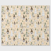 Winter-Gnome Wald Beige Geschenkpapier (Flach)