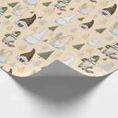 Winter-Gnome Wald Beige Geschenkpapier (Ecke)
