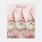 Winter Gnomes Pink Hats White Flowers Fleecedecke (Vorderseite)