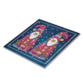 Winter Gnomes Trivet Fliese (Seite)