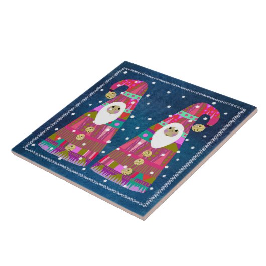 Winter Gnomes Trivet Fliese (Seite)