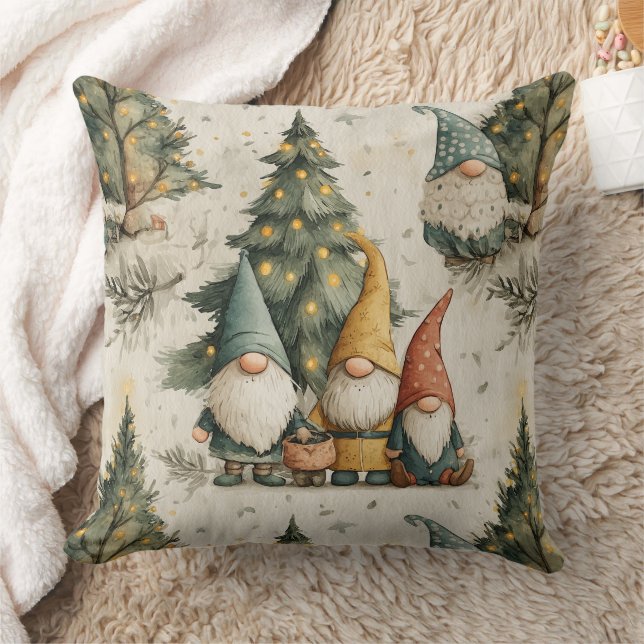 Winter Gnomes With Lit Christmas Tree Kissen (Decke)