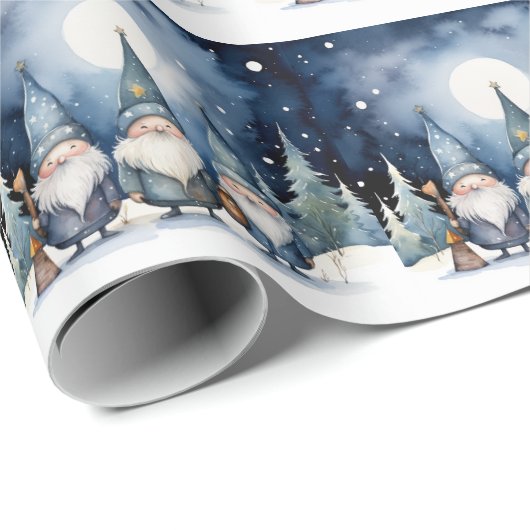 Winter Gnomes Wrapping Paper Geschenkpapier (Rolleneckpunkt)