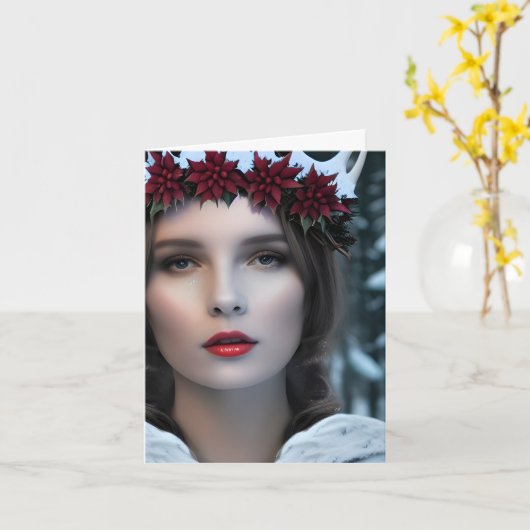 Winter Goddeß Christmas Karte (Gelbe Blume)