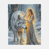 Winter Goddess & White Wolf Fleecedecke (Vorderseite)