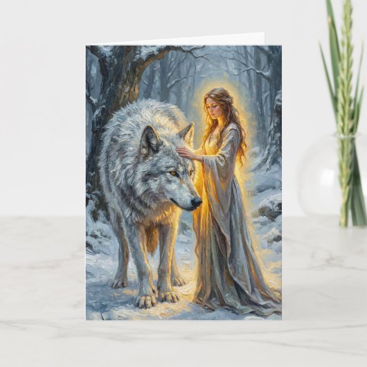 Winter Goddess & White Wolf Karte (Vorderseite)