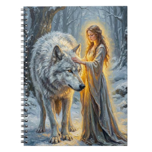 Winter Goddess & White Wolf Notizblock (Vorderseite)