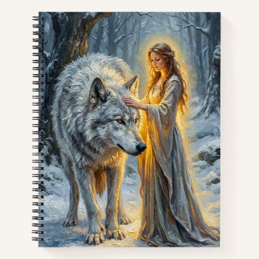 Winter Goddess & White Wolf Notizblock (Vorderseite)