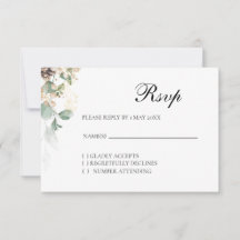 Winter Gold Floral RSVP Karte