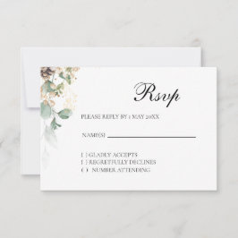 Winter Gold Floral RSVP Karte