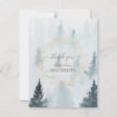 Winter Gold Frame Forest Foto Kinderdusche Dankeskarte (Rückseite)